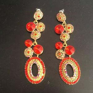 Le Chateau red chandelier earring